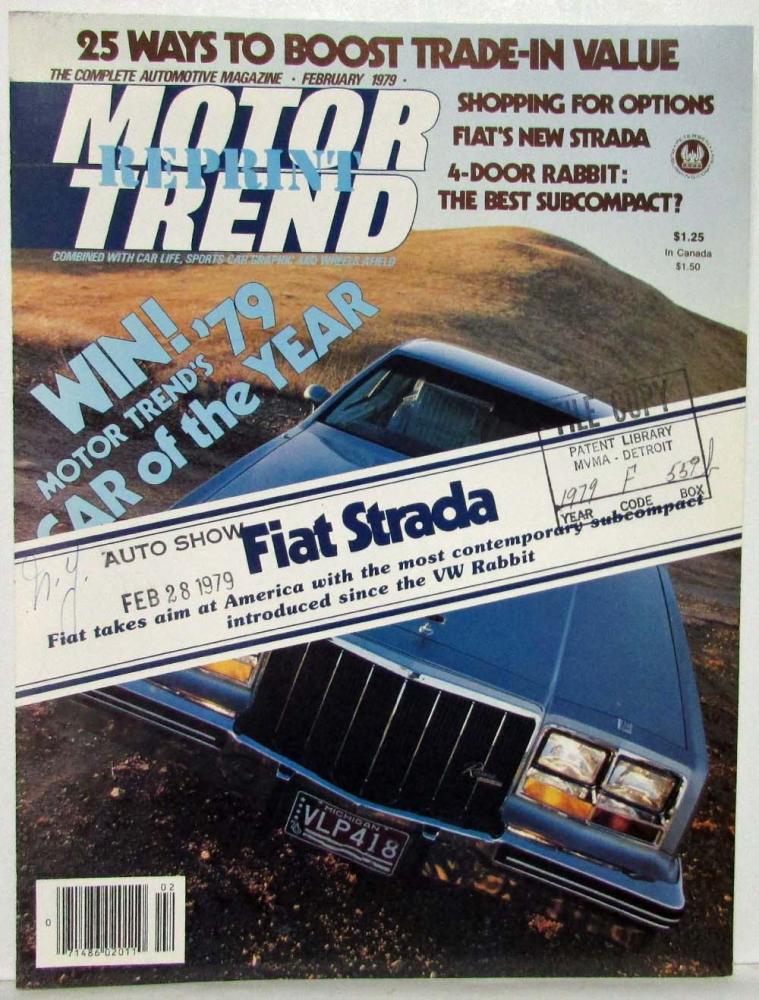 1979 Fiat Strada B&W Article Reprint from Motor Trend Magazine - February