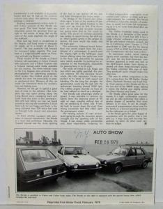 1979 Fiat Strada B&W Article Reprint from Motor Trend Magazine - February