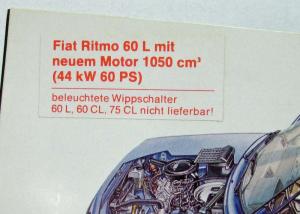 1979 Fiat Ritmo Glossy Paper Blue Fiat Logo Sales Brochure - German Text