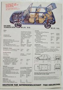 1979 Fiat Ritmo Glossy Paper Blue Fiat Logo Sales Brochure - German Text