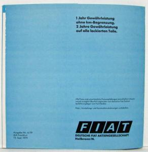 1979 Fiat PKW Programm Sales Brochure - German Text