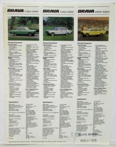1979 Fiat Brava 128 X1/9 & Spider 2000 Spec Sheet