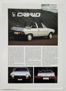 1979 Fiat Bertone Cabrio Spec Sheet - German Text