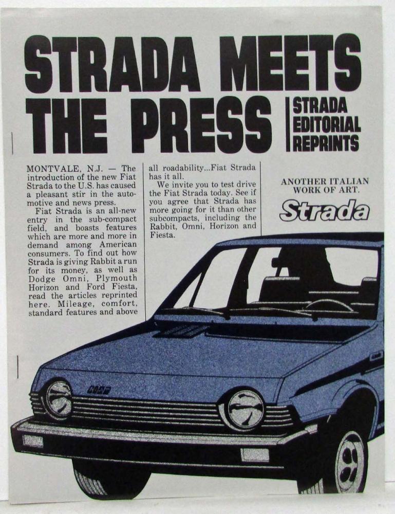 1979 Fiat Strada Meets the Press Compilation of Article Reprints from Magazines