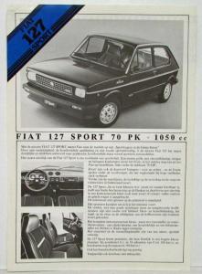 1979 Fiat 127 Sport Spec Sheet - Dutch Text