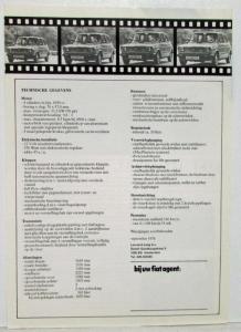 1979 Fiat 127 Sport Spec Sheet - Dutch Text