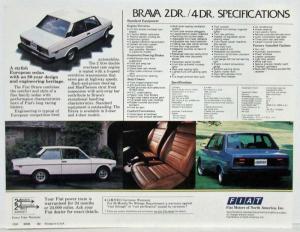 1980 Fiat Brava 2-Door 4-Door Spec Sheet