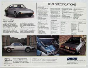 1980 Fiat X1/9 Spec Sheet