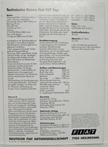 1980 Fiat 127 Top Sonderserie Sales Folder - German Text