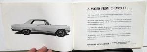1965 Chevrolet Chevelle Owners Manual Original SS Chevy 65 Good 283 327