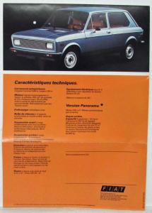 1976-1981 Fiat 128 Sales Folder Mailer - French Text