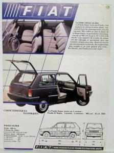 1978-1983 Fiat Panda 45 Super Sales Folder & Panda Cargo Spec Sheet -French Text