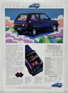 1980-1985 Fiat Panda Sky Special Edition Spec Sheet - UK Market
