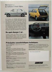 1987 Fiat Brava Sales Folder Mailer - French Text