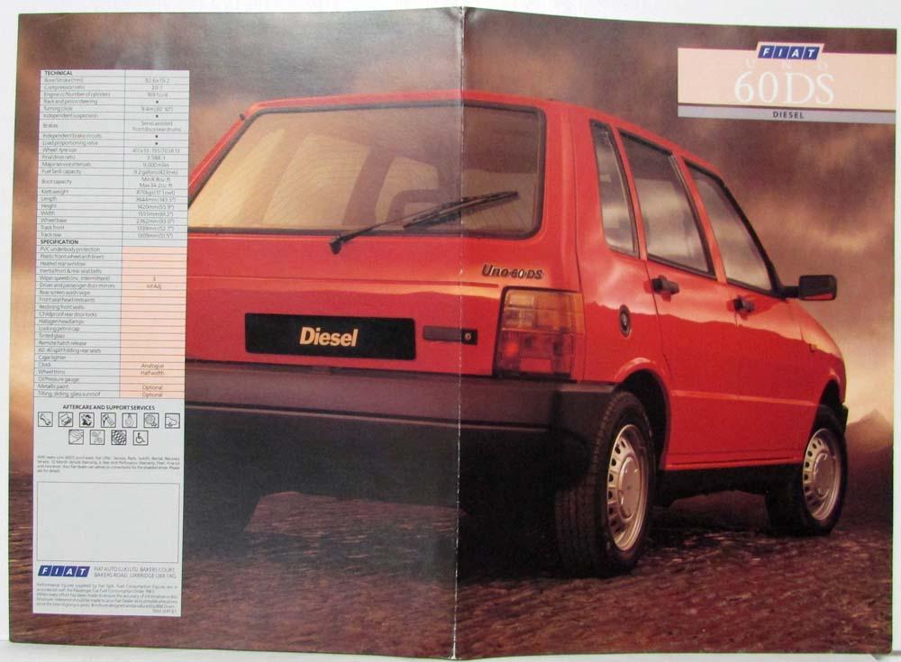 1988 Fiat Uno 60DS Diesel Sales Brochure - UK Market