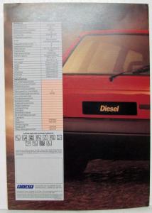 1988 Fiat Uno 60DS Diesel Sales Brochure - UK Market