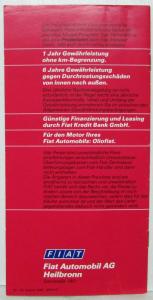 1989 Fiat Uno 89 Data Model Price Guide - German Text