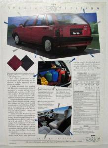 1993 Fiat Tipo Brio Special Edition Spec Sheet - UK Market