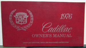 1976 Cadillac Owners Manual Care & Operation Calais Fleetwood DeVille Eldorado