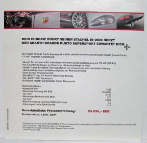 2010 Fiat Abarth Grande Punto Sales Folder Poster plus Spec Sheet - German Text