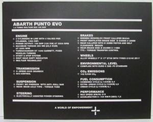 2010 Fiat Abarth Punto Evo Black and White Spec Card