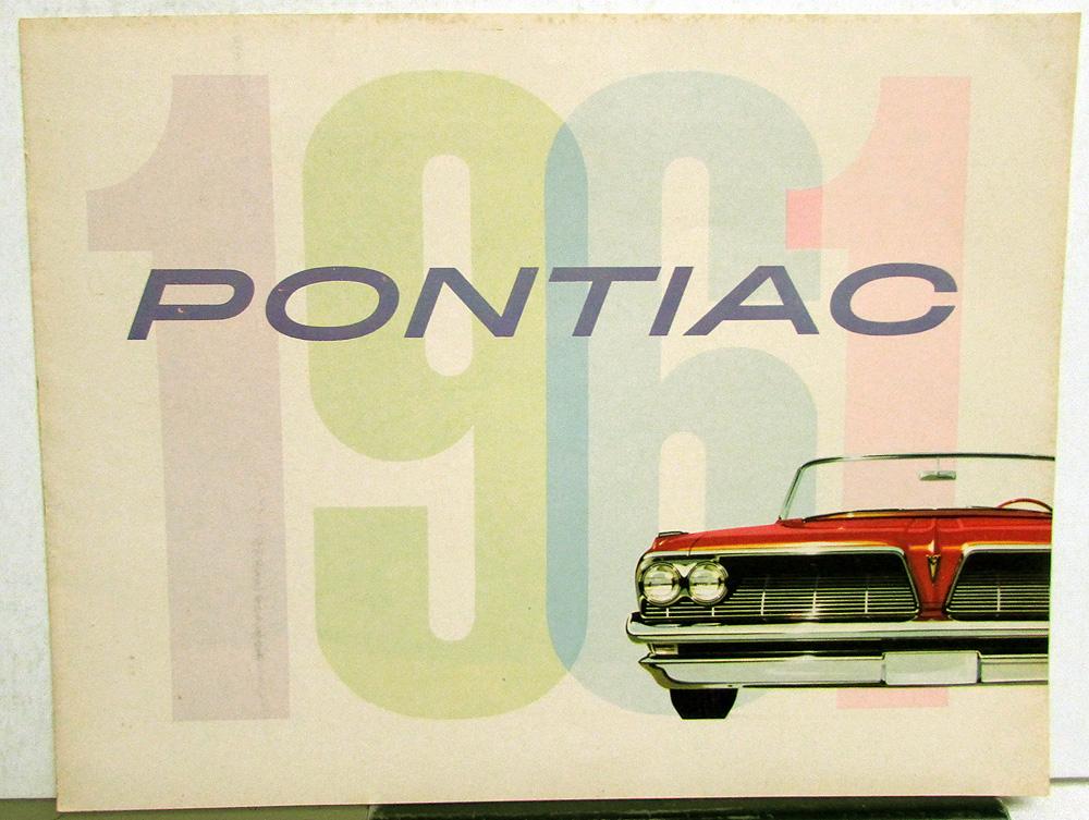 1961 Pontiac Full Line Sales Brochure Litho in USA Right Corner Original