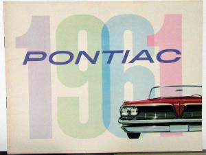 1961 Pontiac Full Line Sales Brochure Litho in USA Left Corner Original