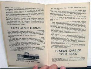 1953 Dodge Truck Owners Manual Original Care & Operation Models B-4-B B-4-C