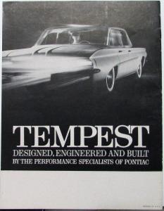 1961 Pontiac Tempest Quality New Comer From Pontiac Sales Brochure Original