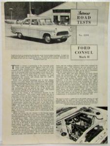 1957 Ford Consul II Article Reprints from Autocar and Road & Track
