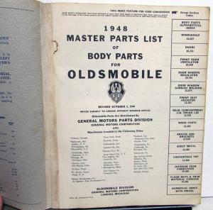 1948 Oldsmobile Body Parts List Book Dynamic 60 70 Futuramic Eight Original