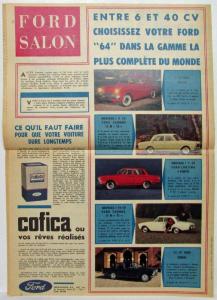 1964 Ford Salon Newspaper Advertisement German & English Models - French Text