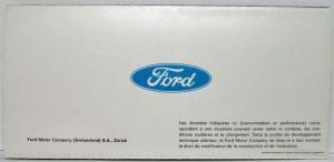 1968 Ford Escort Spec Folder - French Text - Swiss Mkt