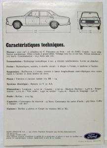 1967-1971 Ford Taunus 20M Sales Folder - French Text