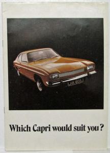 1971 Ford Capri Sales Brochure with Spec and Comparison Sheet - UK Market