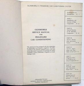 1953 Oldsmobile Service Shop Manual A/C Frigidaire Car Air Conditioning Repair