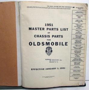 1951 Oldsmobile Dealer Chassis Parts Book Catalog Super 88 98 Holiday Coupe