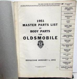 1951 Oldsmobile Dealer Body Parts Book Catalog Super 88 98 Holiday Coupe