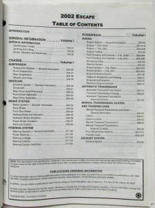 2002 Ford Escape Service Shop Repair Manual Set Vol I & II