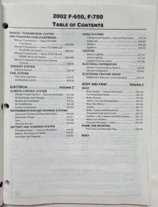 2002 Ford F-650 750 Medium Truck Service Shop Repair Manual Set Vol 1 & 2