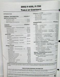 2002 Ford F-650 750 Medium Truck Service Shop Repair Manual Set Vol 1 & 2