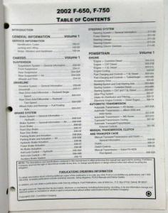 2002 Ford F-650 750 Medium Truck Service Shop Repair Manual Set Vol 1 & 2