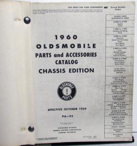 1960 Oldsmobile Chassis Parts & Accessories Book Catalog Super Dynamic 88 98