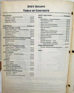 2001 Ford Escape Service Shop Repair Manual Set Vol 1 & 2
