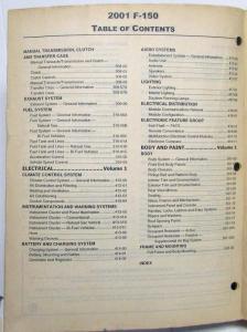 2001 Ford F-150 Pickup Truck Service Shop Repair Manual Set Vol 1 Only