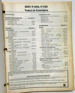 2001 Ford F-650 750 Medium Truck Service Shop Repair Manual Set Vol 1 & 2