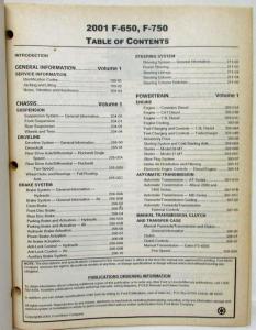 2001 Ford F-650 750 Medium Truck Service Shop Repair Manual Set Vol 1 & 2