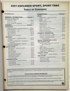 2001 Ford Explorer Sport Trac Service Shop Repair Manual Set Vol 1 & 2