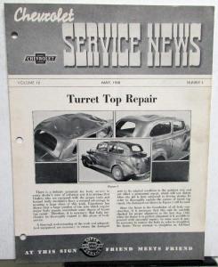 1938 Chevrolet Service News Turret Top Repair Vol 12 No 5 Tech Bulletin Original