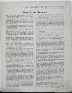 1938 Chevy Service News SLA Front Suspension System Vol 12 No 12 Tech Bulletin